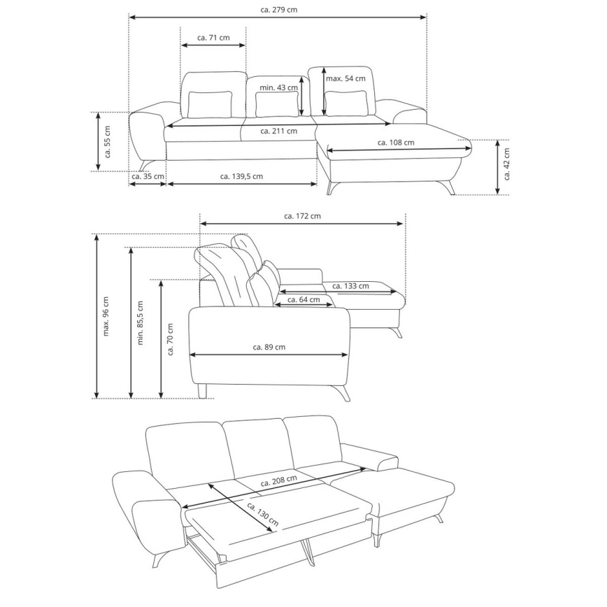 Eck-Schlafsofa mit Stauraum, Polsterbezug, L-Form ALTA links, grün