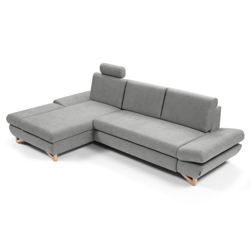 Eck-Schlafsofa mit Stauraum, Polsterbezug, L-Form AVESTA links, grau
