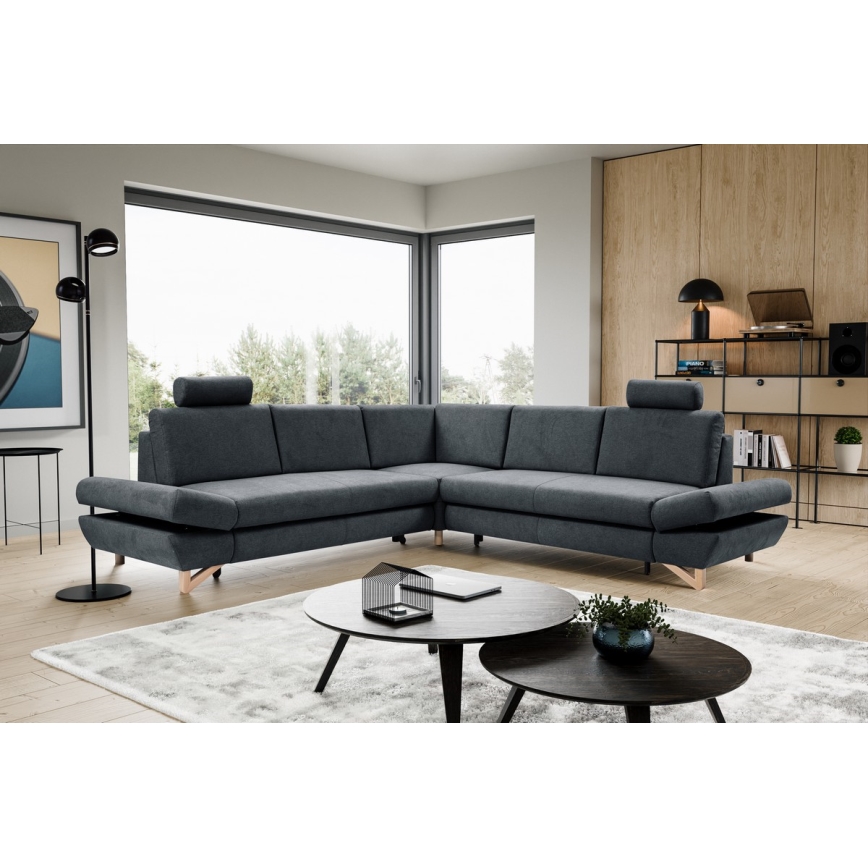 Eck-Schlafsofa mit Stauraum, Polsterbezug, L-Form, AVESTA, rechts, Anthrazit
