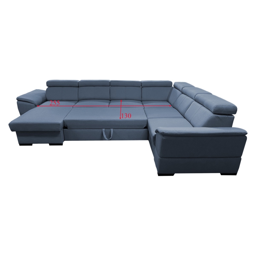 Schlafsofa mit universeller U-Ecke und Stauraum GRANADA blau