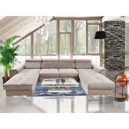 Schlafsofa mit universeller U-Ecke und Stauraum SALVADA Beige