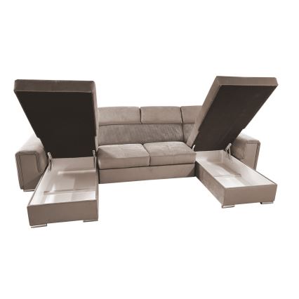 Schlafsofa mit universeller U-Ecke und Stauraum SALVADA Beige