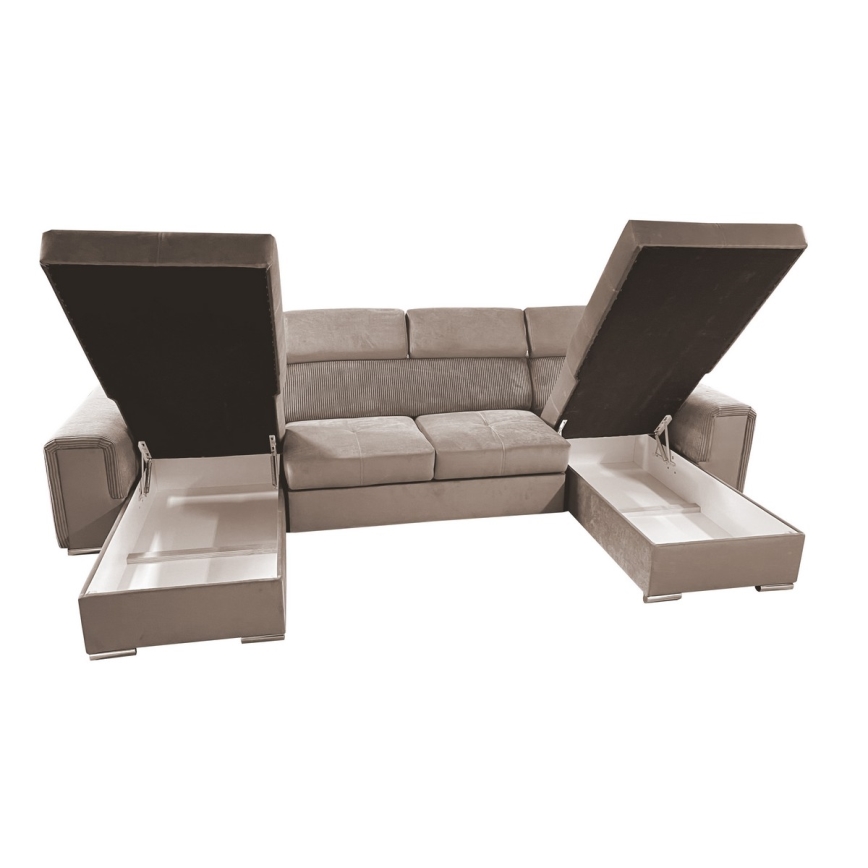 Schlafsofa mit universeller U-Ecke und Stauraum SALVADA Beige