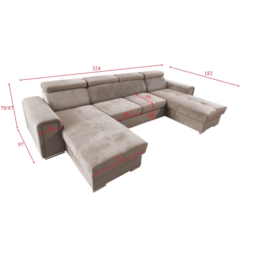 Schlafsofa mit universeller U-Ecke und Stauraum SALVADA Beige