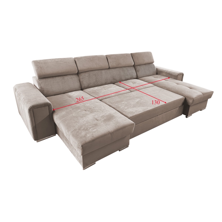 Schlafsofa mit universeller U-Ecke und Stauraum SALVADA Beige