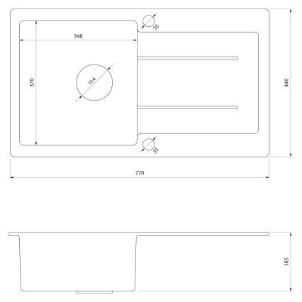 Samona - Küchenspüle SAMONA 77x44 cm Granit/Grau
