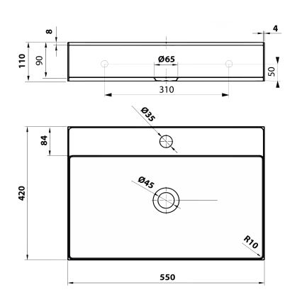 Sapho - Aufsatzwaschbecken AURUM 55x42 cm gebürsteter Edelstahl