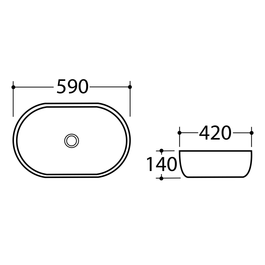 Sapho - Aufsatzwaschbecken DALMA 59x42 cm Keramik/Grau