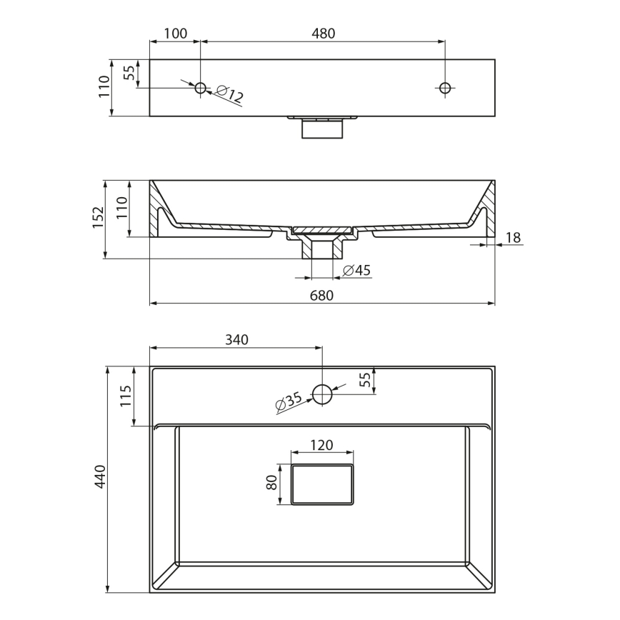 Sapho - Aufsatzwaschbecken GODIVA 68x44 cm Marmor/Weiß