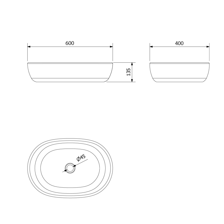 Sapho - Aufsatzwaschbecken PRIORI 60x40 cm Keramik/schwarz/blau