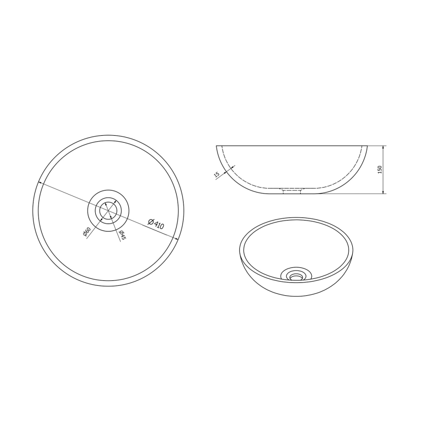 Sapho - Aufsatzwaschbecken PRIORI Ø 41 cm Keramik/braun
