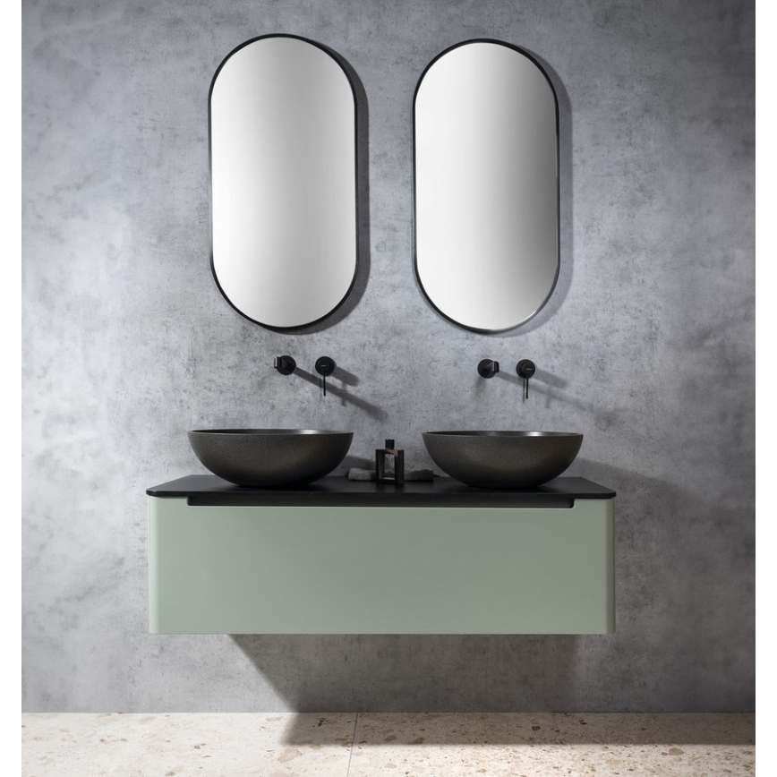 Sapho - Aufsatzwaschbecken TURF Ø 44 cm Beton/schwarzer Granit