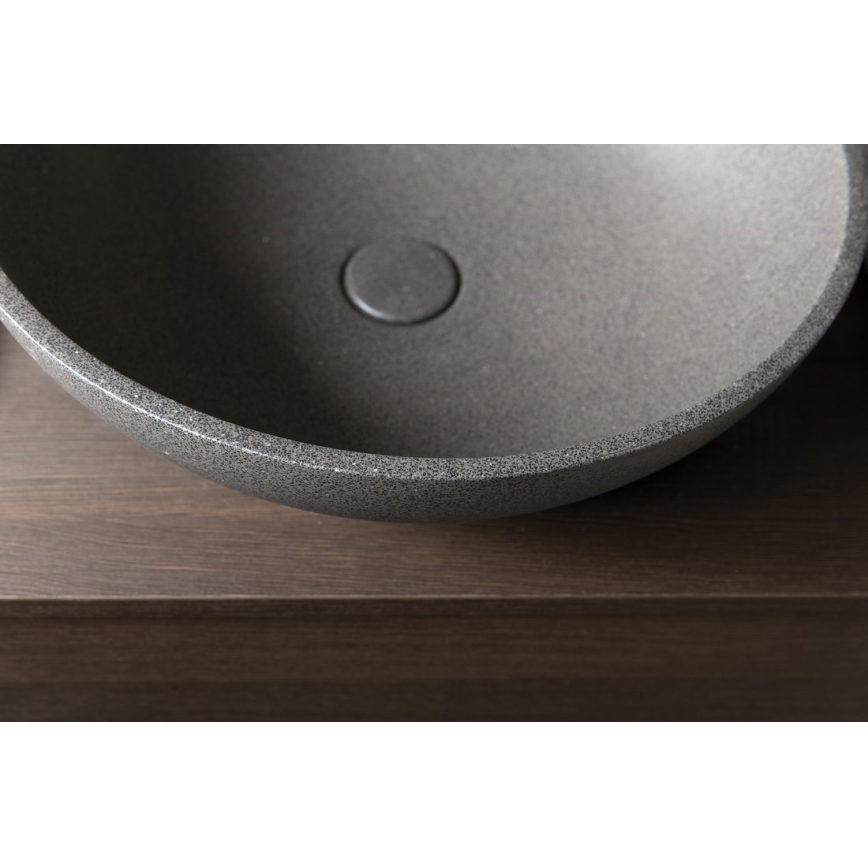 Sapho - Aufsatzwaschbecken TURF Ø 44 cm Beton/schwarzer Granit