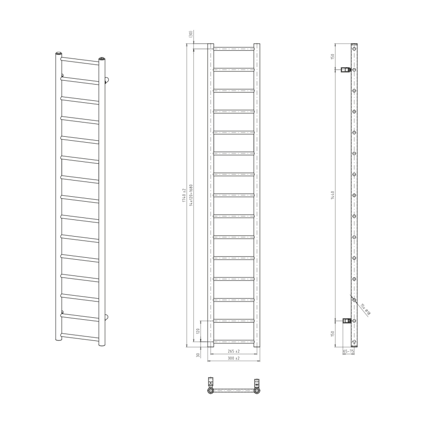 Sapho - Badheizkörper DINA 335W 30x174 cm weiß