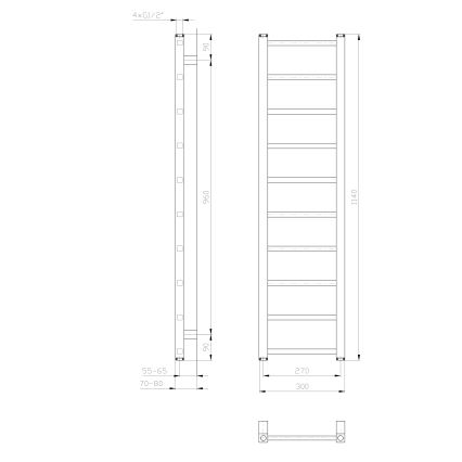 Sapho - Handtuchheizkörper METRO LIGHT 211W 30x114 cm weiß
