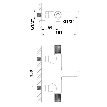 Sapho - Thermostatische Badewannenarmatur SOLARIS matt schwarz