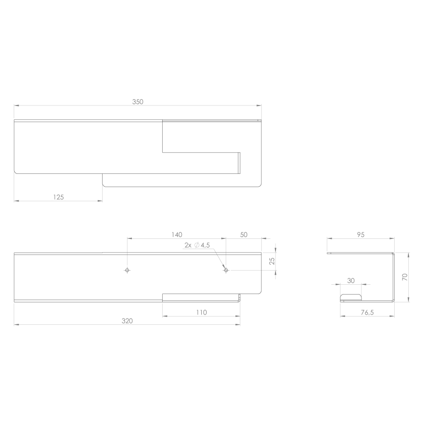 Sapho - Toilettenpapierhalter mit Ablage 9,5x35 cm matt schwarz