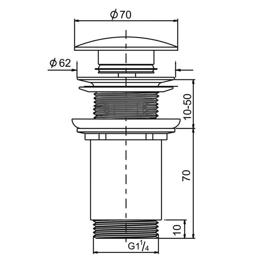 Sapho - Waschbeckenablauf Ø 7 cm matt-schwarz / glänzender Chrom