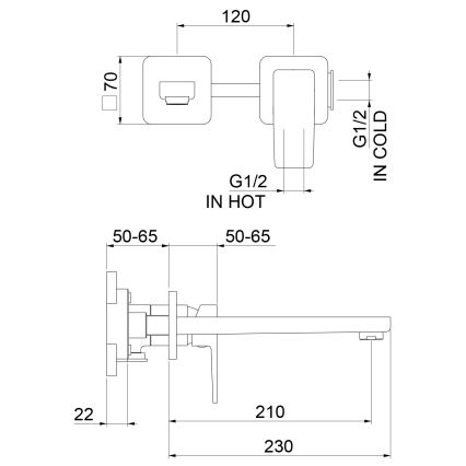 Sapho - Waschtischarmatur TURSI zur Unterputzmontage, Hochglanzchrom
