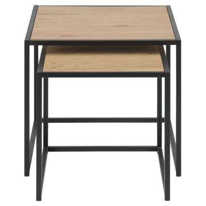 Set aus 2 Couchtischen SARON Eiche/Schwarz