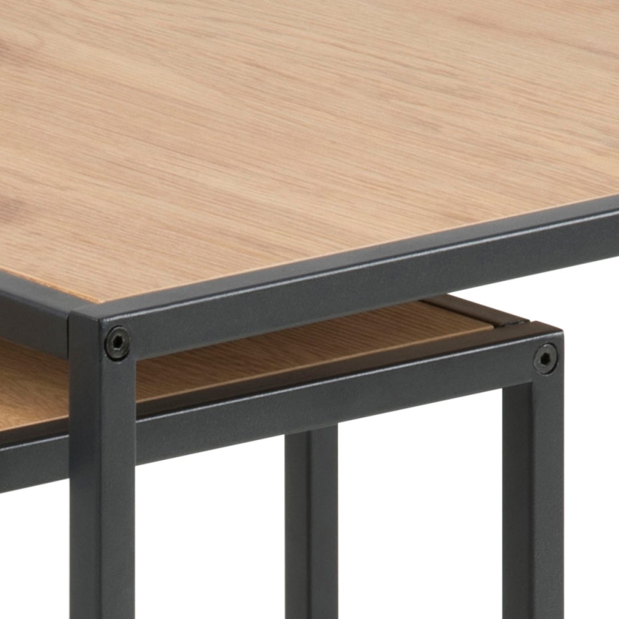 Set aus 2 Couchtischen SARON Eiche/Schwarz