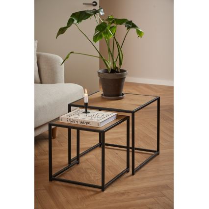Set aus 2 Couchtischen SARON Eiche/Schwarz