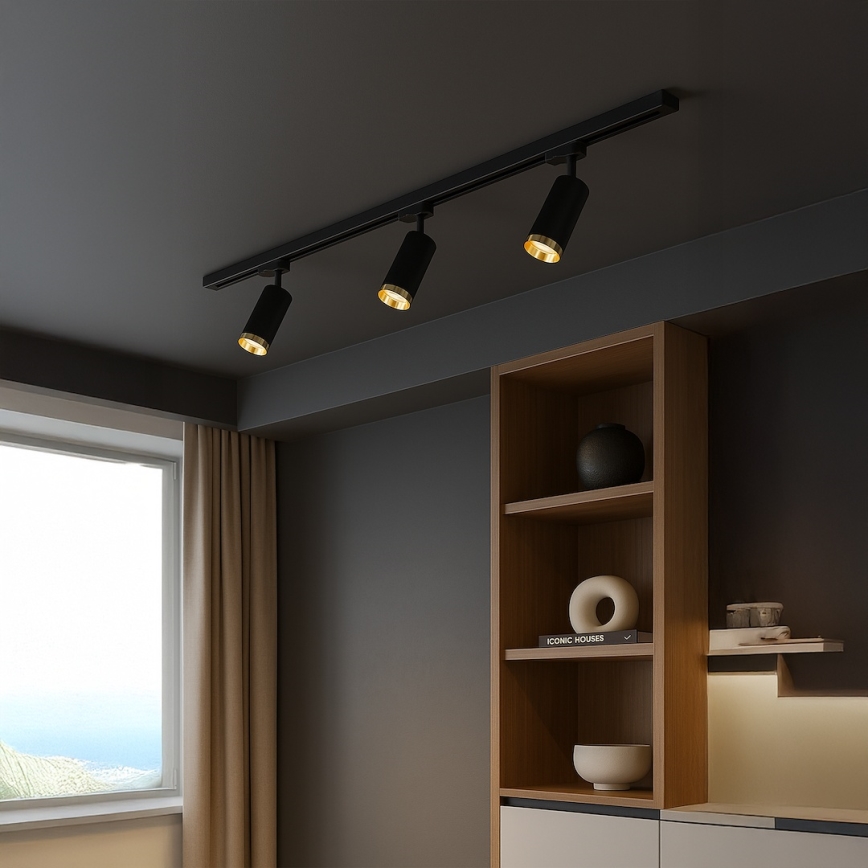 Schienenstrahler im Schienensystem MICA 3xGU10/10W/230V schwarz/gold