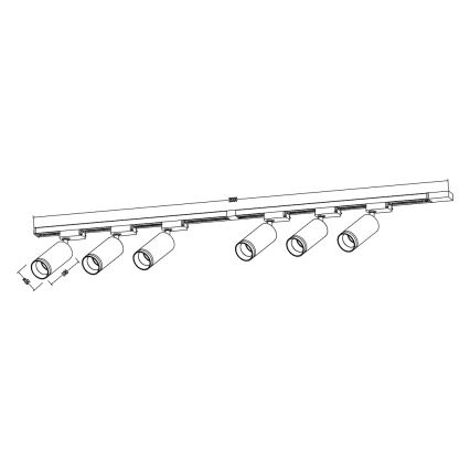 Schienenstrahler im Schienensystem PIPE 6xGU10/10W/230V schwarz