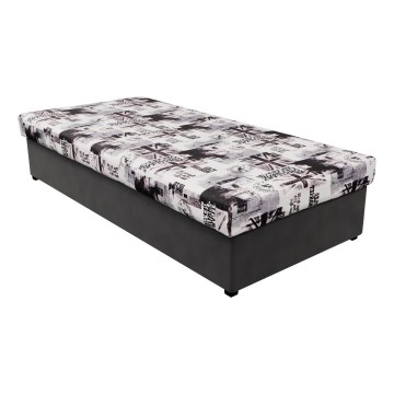 Schlafcouch mit Federkernmatratze und Stauraum NOE 90x200 Grau/Schwarz