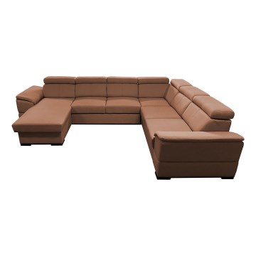 Schlafsofa mit universeller U-Ecke und Stauraum GRANADA in Braun