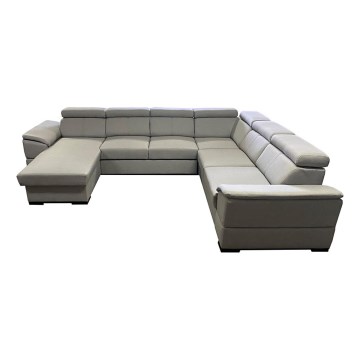 Schlafsofa mit universeller U-Ecke und Stauraum GRANADA in Hellgrau