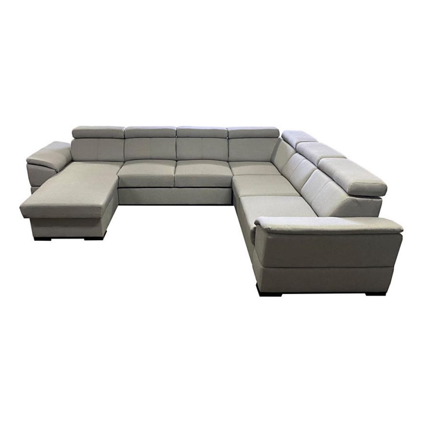Schlafsofa mit universeller U-Ecke und Stauraum GRANADA in Hellgrau