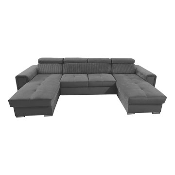 Schlafsofa mit universeller U-Ecke und Stauraum SALVADA in Dunkelgrau