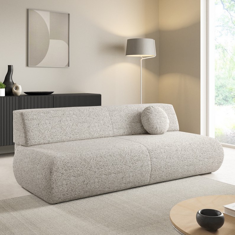 Schlafsofa PRATO – ausklappbar, 3‑Sitzer mit Stauraum, beige