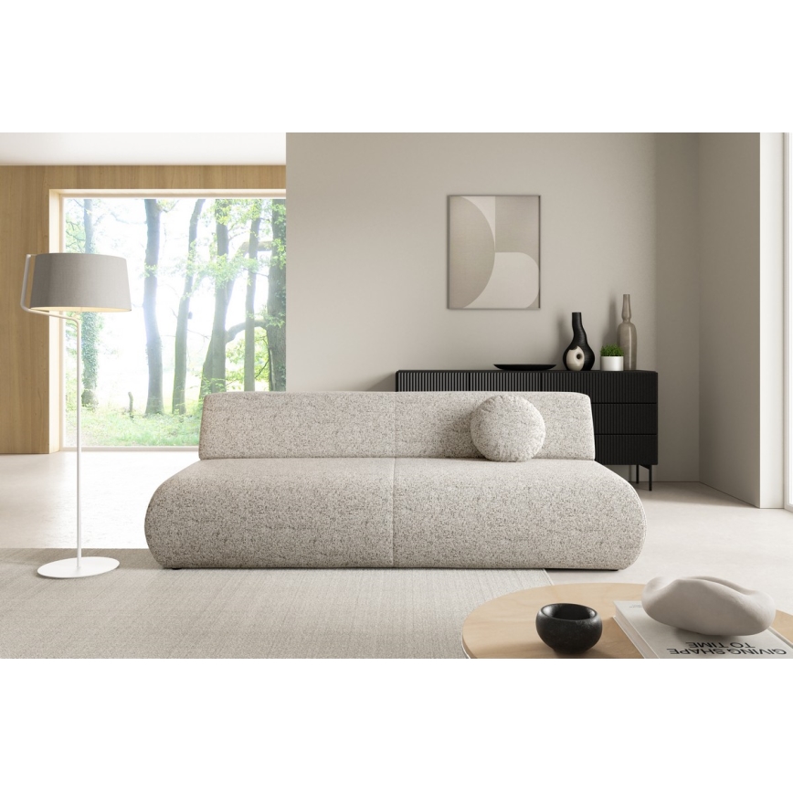 Schlafsofa PRATO – ausklappbar, 3‑Sitzer mit Stauraum, beige