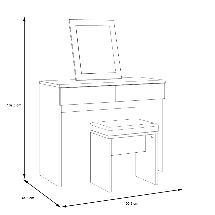 Schminktisch ERO + Hocker braun/schwarz