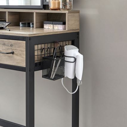 Schminktisch mit Hocker 28,6x42 cm FLORA grau/schwarz