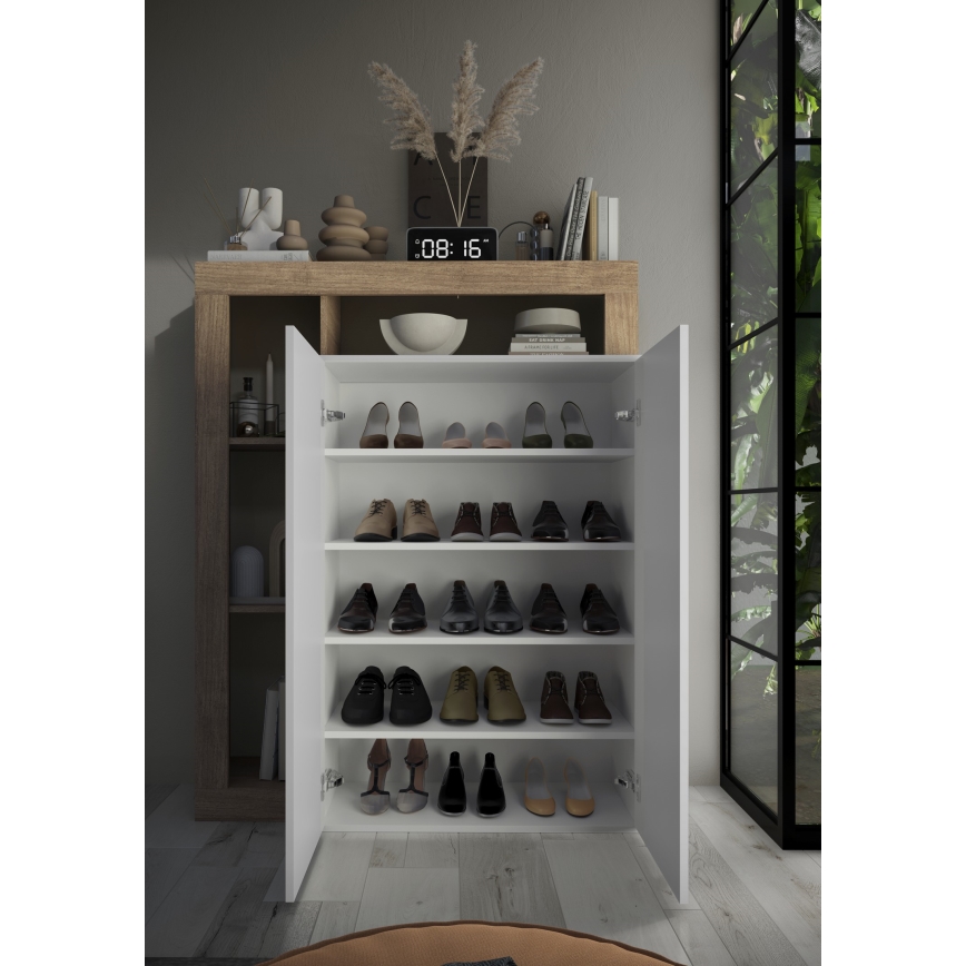 Schrank LENOR weiß/helle Eiche