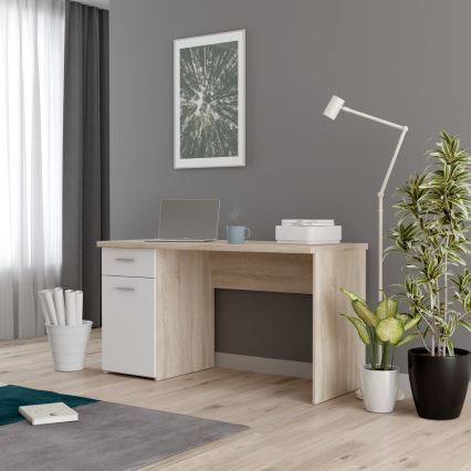 Schreibtisch GINO weiß/Sonoma-Eiche