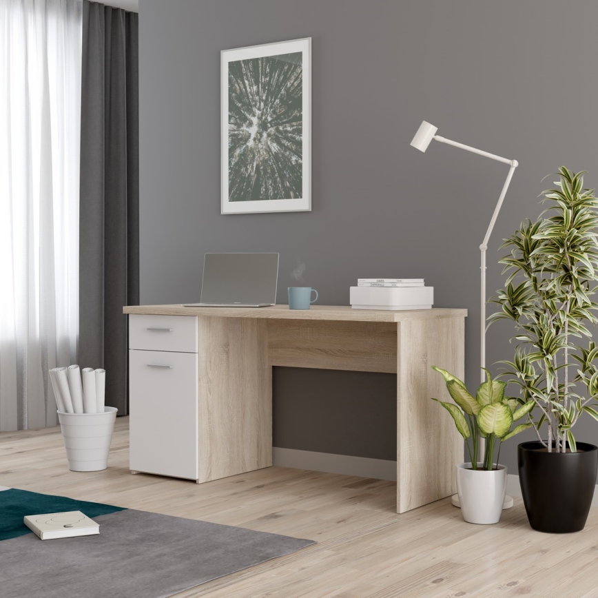 Schreibtisch GINO weiß/Sonoma-Eiche