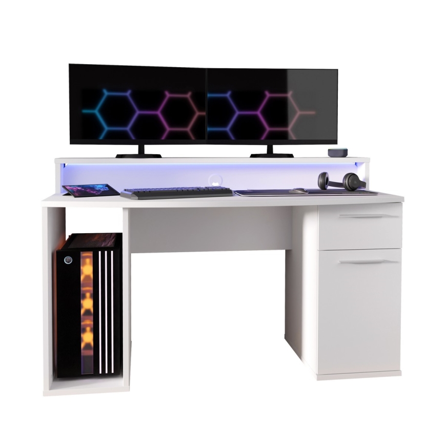 Schreibtisch IVAR mit LED-Beleuchtung, weiß