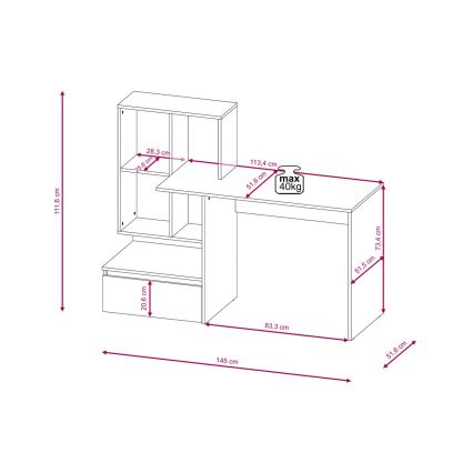 Schreibtisch mit Ablage MARLO, Artisan‑Eiche/Anthrazit