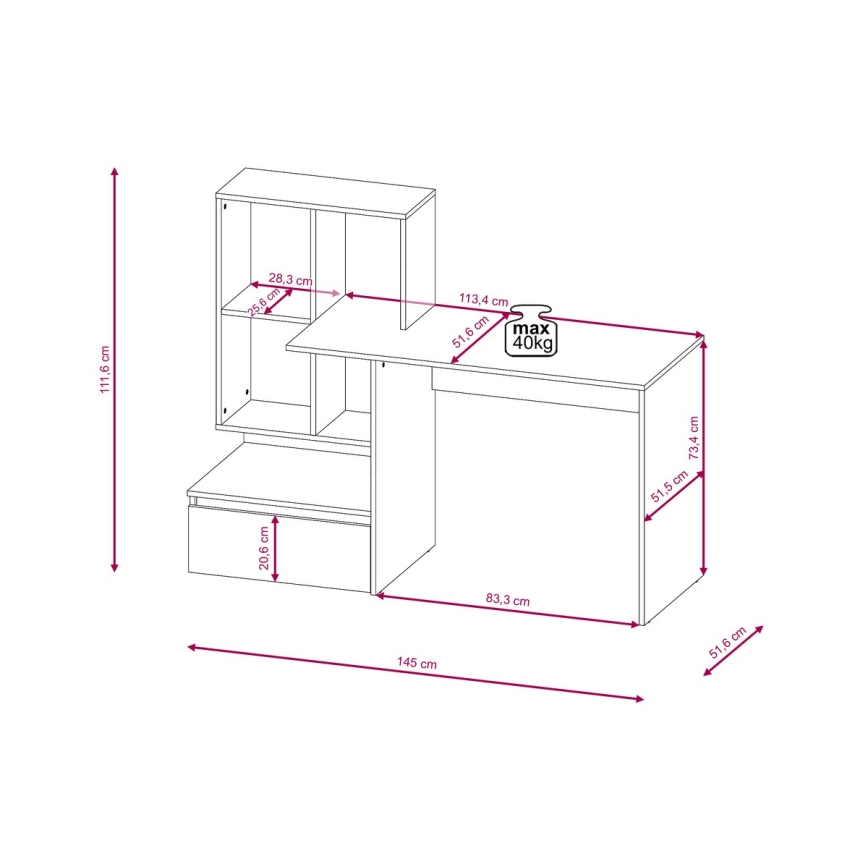 Schreibtisch mit Ablage MARLO, Artisan‑Eiche/Anthrazit