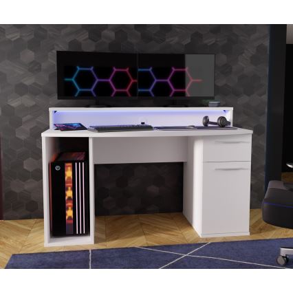 Schreibtisch mit LED-Beleuchtung IVAR weiß