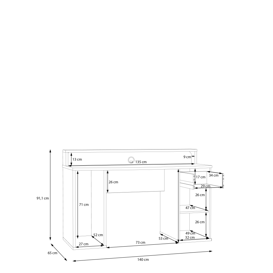 Schreibtisch mit LED-Beleuchtung IVAR weiß