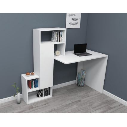 Schreibtisch mit Regal IRMAK 119x138,6 cm weiß