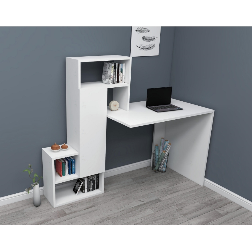 Schreibtisch mit Regal IRMAK 119x138,6 cm weiß