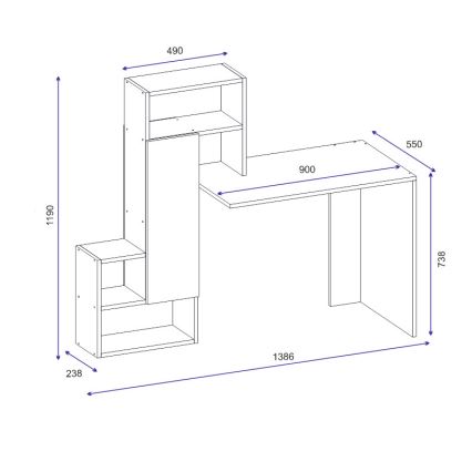 Schreibtisch mit Regal IRMAK 119x138,6 cm weiß