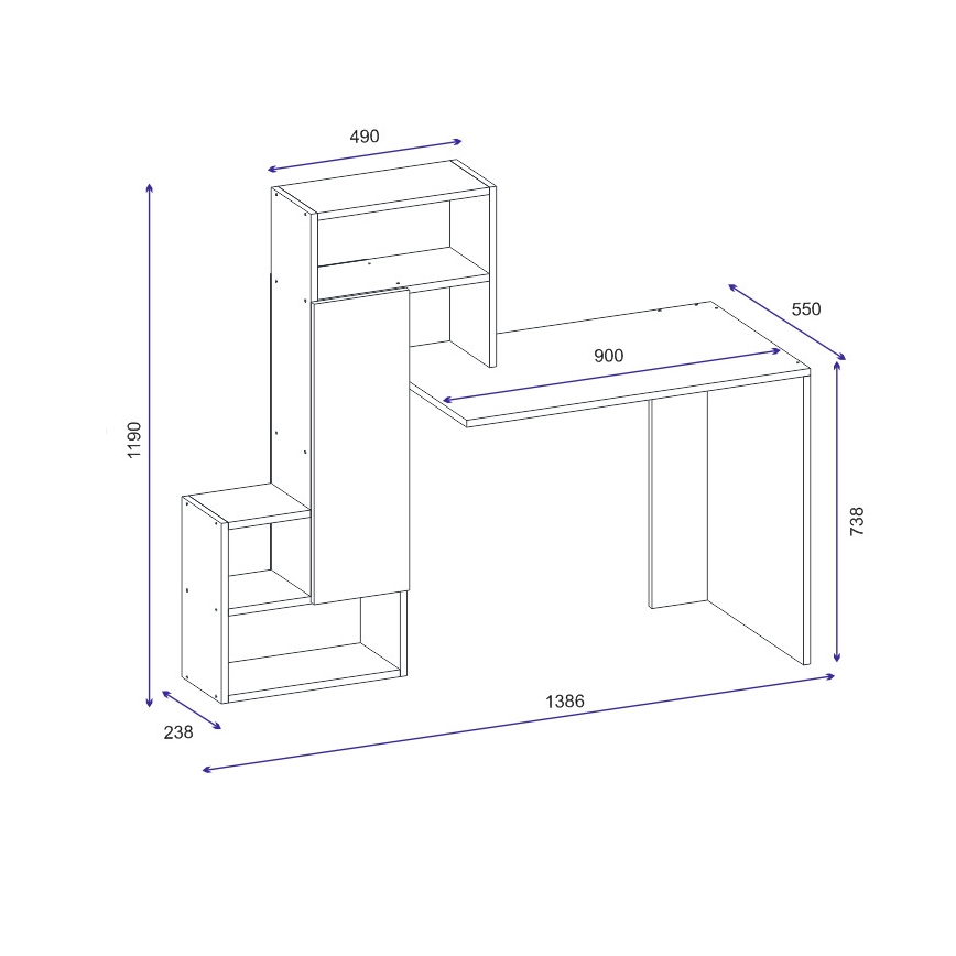 Schreibtisch mit Regal IRMAK 119x138,6 cm weiß