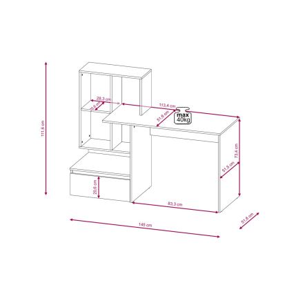 Schreibtisch mit Regal MARLO Artisan-Eiche/Weiß